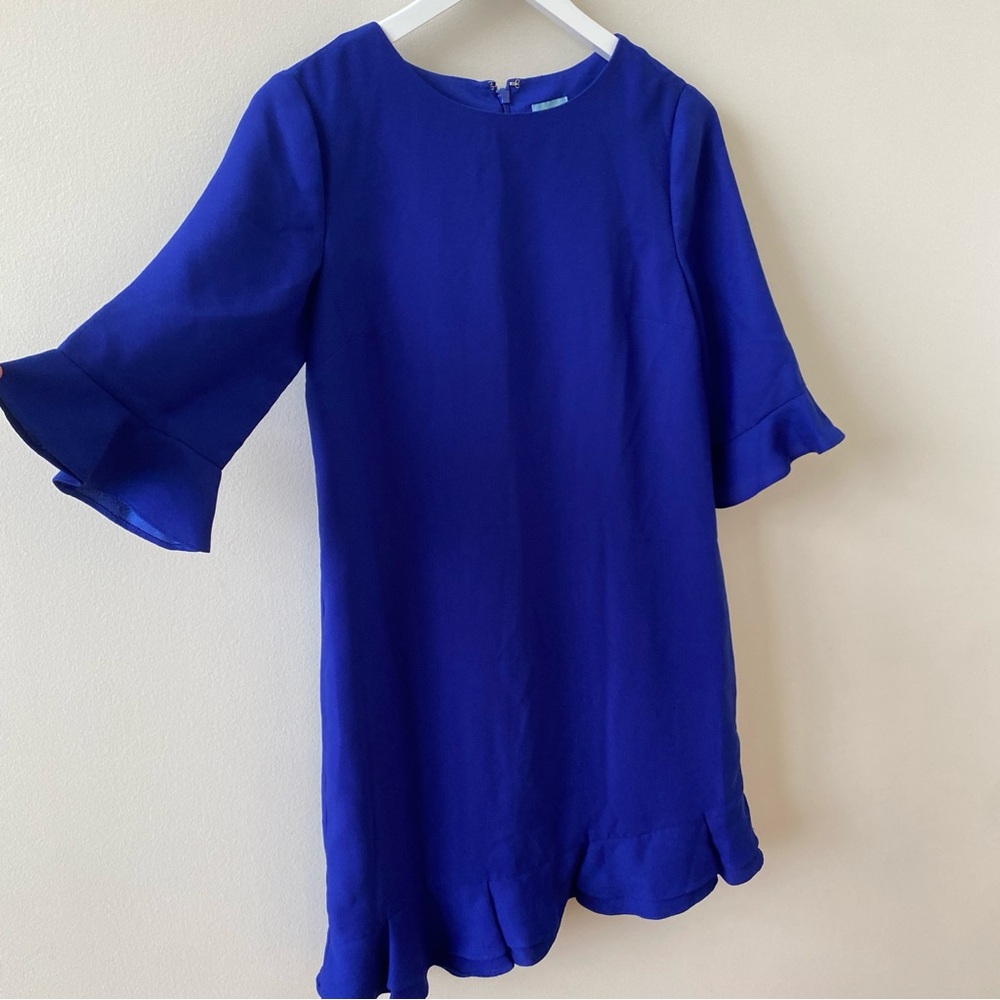CeCe Royal Blue Ruffle Shift Dress